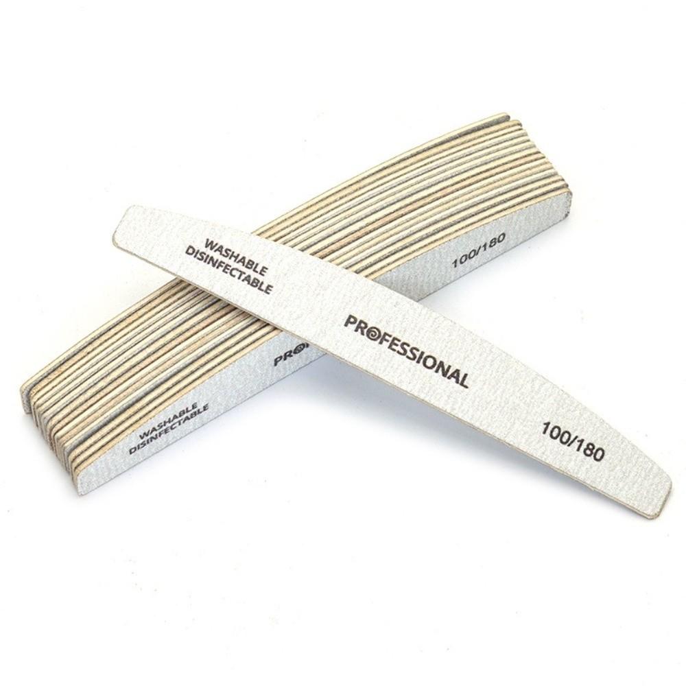 10pcs Grey Boat Shape Professional Emery Board Sandpaper Block Pedicure Buffers for Nail Technician