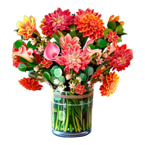 

3D Flower Bouquet Pop Up Card Life Size Rose/Dahlia/Tulip/Hydrangea/Carnation Bouquet Greeting Card for Women Birthday Anniversary Valentine s Day B