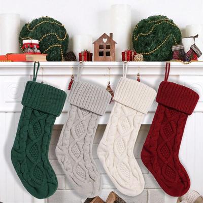 4 Pack Christmas Stockings, 18 Inches Cable Knitted Stocking Gifts & Decoration for Family Holiday Xmas Party Decor