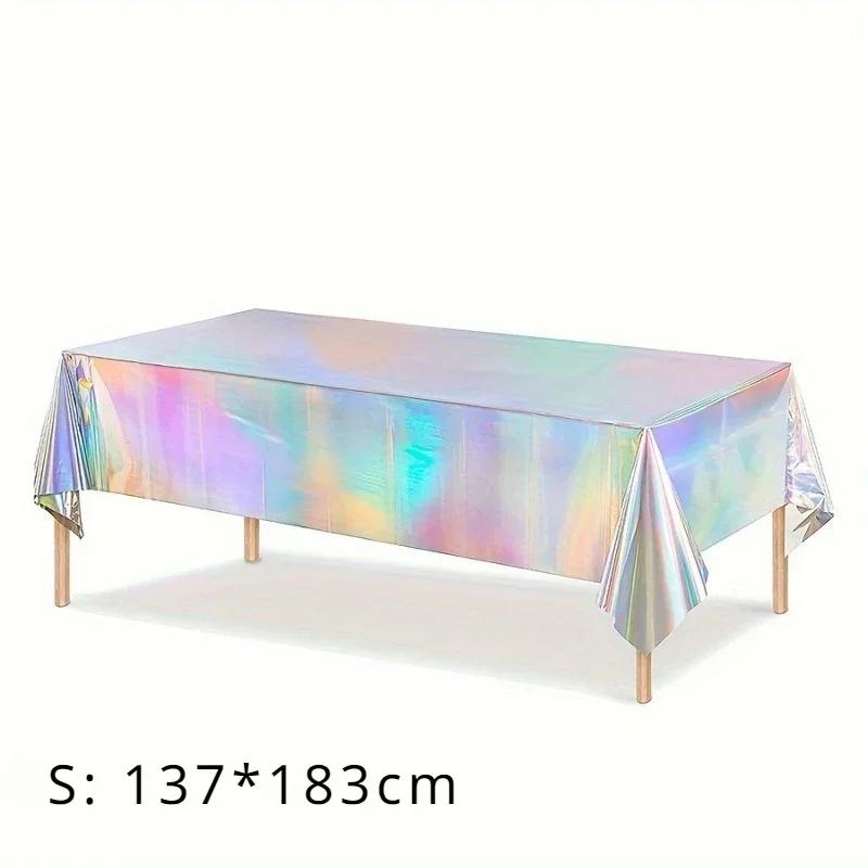 1PC Disposable laser tablecloth oilproof waterproof aluminum film tablecloth birthday wedding party holiday supplies decoration
