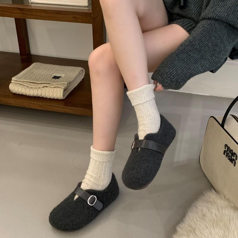 Internet celebrity Mao Mao shoes women's ladyshoes 2025 autumn and winter new thick-soled piled one-pedal bean shoes pregnant women warm cotton shoes