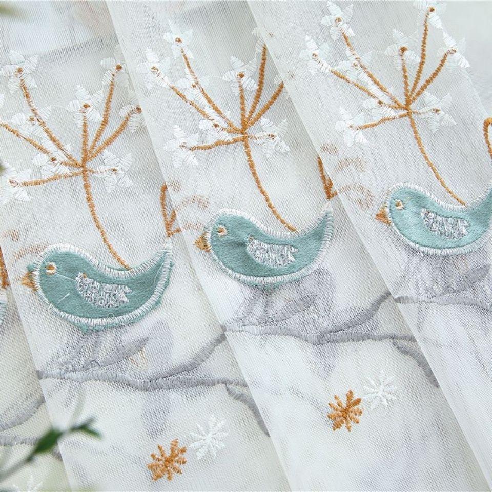 Embroidery Window Sheer Curtain, Embroidery Tulle Curtain, Three-dimensional Embroidery European Window Curtain Tulle Curtain Rod Pocket Window