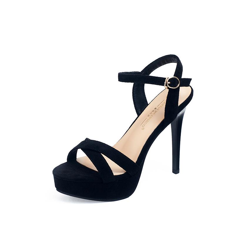 European and American Sexy Nightclub Super High Heels 12cm Slim Heeled Sandals for Women with Straight High-heeled Shoes