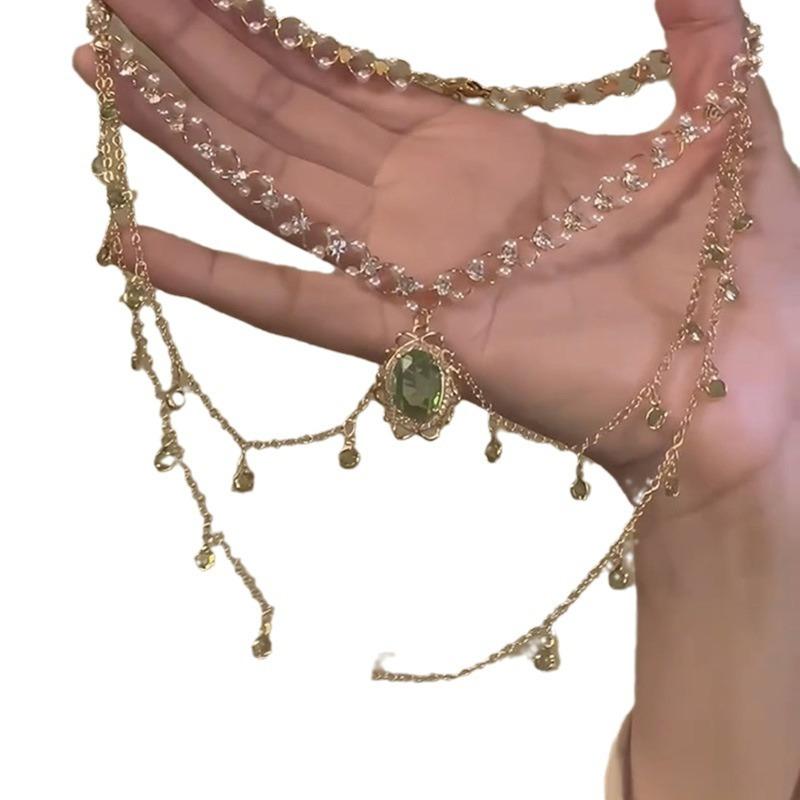 Explosive Multi-layer Oval Zircon Pearl Necklace