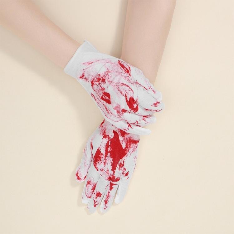 Ghostly Halloween Cosplay Bloodstain Print Gloves for Bone Chilling Style