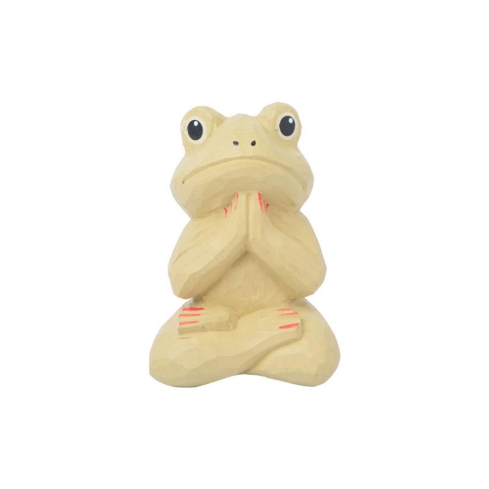 Поделки Деревянная фигурка лягушки Ручная работа Творческая скульптура животного Смешная милая статуэтка лягушки Гостиная