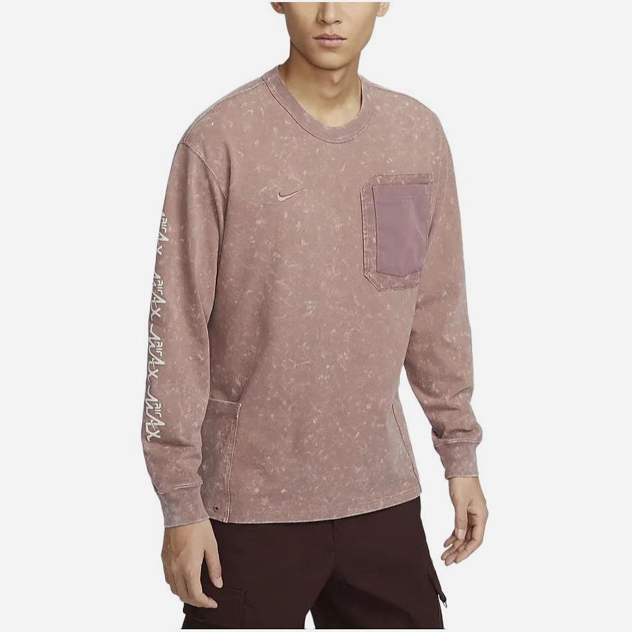 Nike Sportswear Premium All Over Print Crew Neck Pocket Casual Long Sleeve T-Shirt Men Tops Smoke-Gray Purple Red FZ6563-208