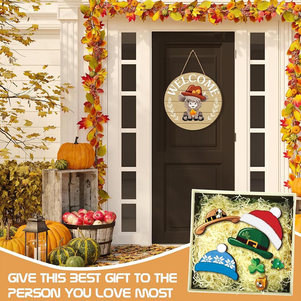 Interchangeable Winter Gnome Welcome Sign Exquisite Wood Decor For Front Door And Porch Christmas Gnomes Decorations