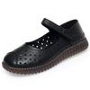 Breathable Comfortable Cutout Hole Shoes Flat Heels Loafers 2025 Summer Genuine Leather Shoes for Office Mom Big Size 41 42