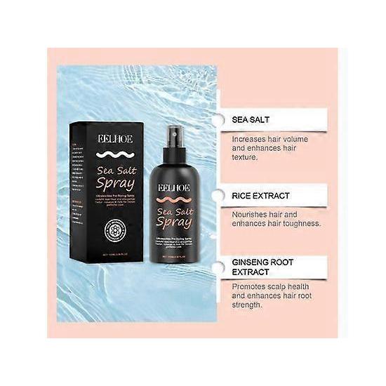 Sea Salt Spray, Natural Finish Sea Salt Spray for Hair, Volumizes & Texturizes, Infused with Kelp & Vitamin B5, Light & Non-Greasy, Paraben, Sulfate