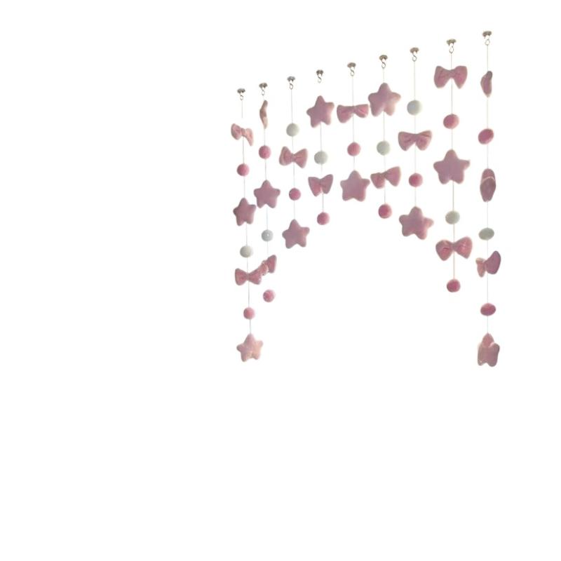 Cute Knot Door Curtain Partition Curtain Bedroom Bay Window Room No Punching Curtain Decoration Girl Heart Decoration