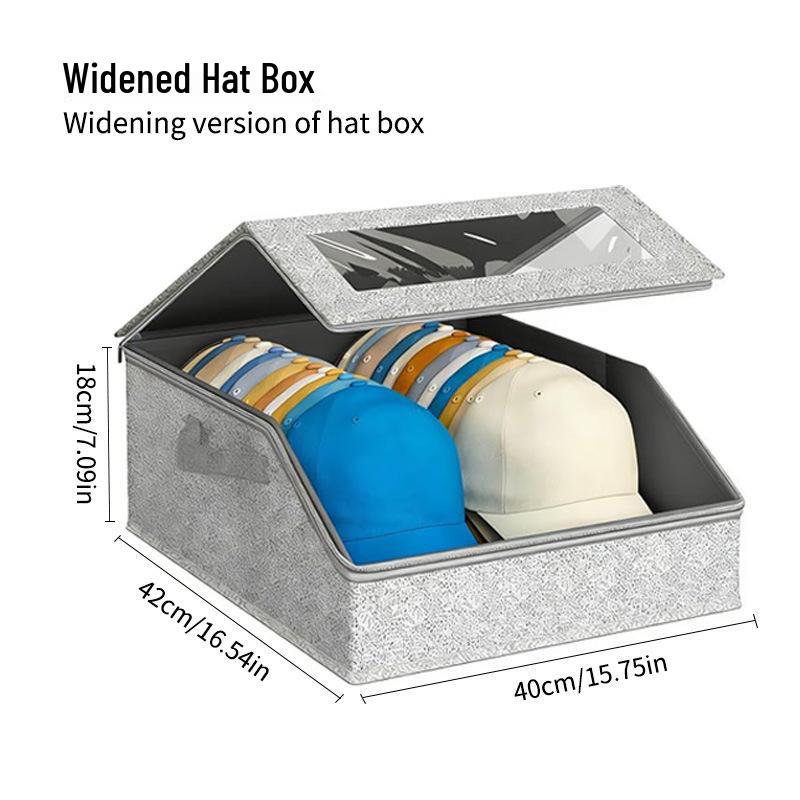 Multifunctional Foldable Hat Storage Box - Large Capacity, Dustproof, with Zippered Lid for Baseball Caps