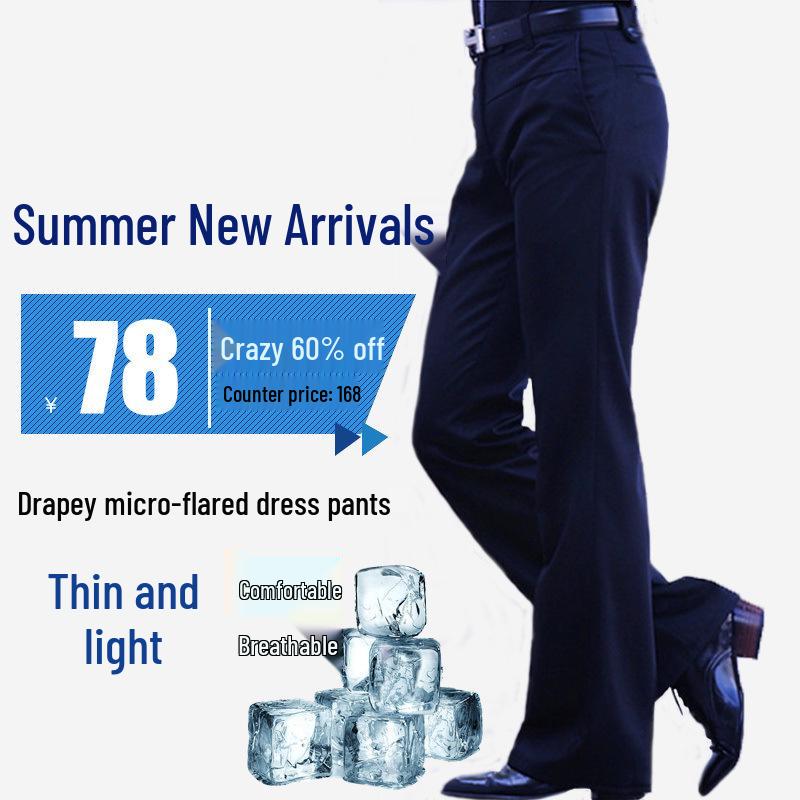 Men's British Fashion Flare Pants - Casual, Business, Iron-Free, Straight Wide-Leg, Korean Style Trousers.