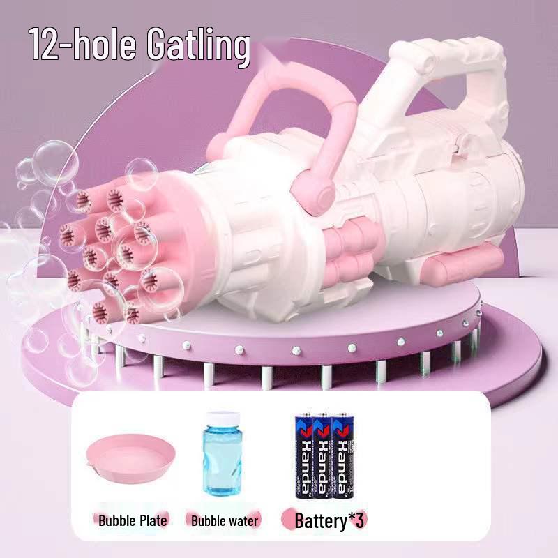 Cross 29-Hole Airplane Bubble Machine Kids' Toy - Multi-Hole Gatling Bubble Gun with Lights