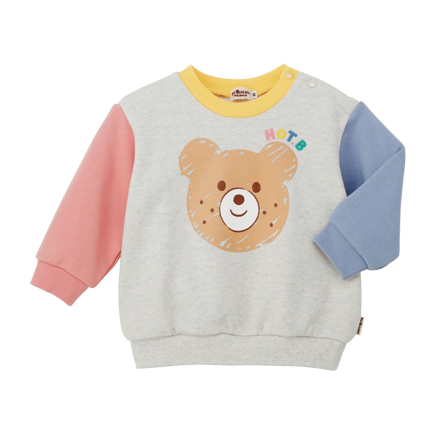 

MIKIHOUSE HOT BISCUITS Sweatshirt for Boys and Girls, Baby, Kids, Gray, Size 80cm, 73-5601-143