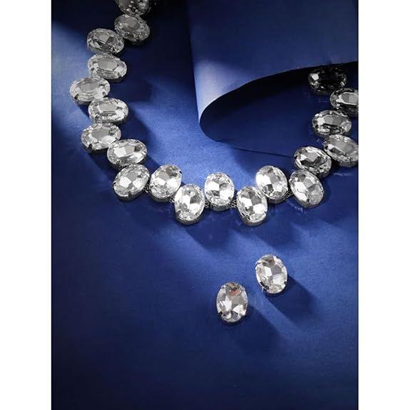 Oxidized Silver/Gold-Plated Artificial Jewelry Set with Crystal & stone Studded with Matching Earrings For Women and Girls