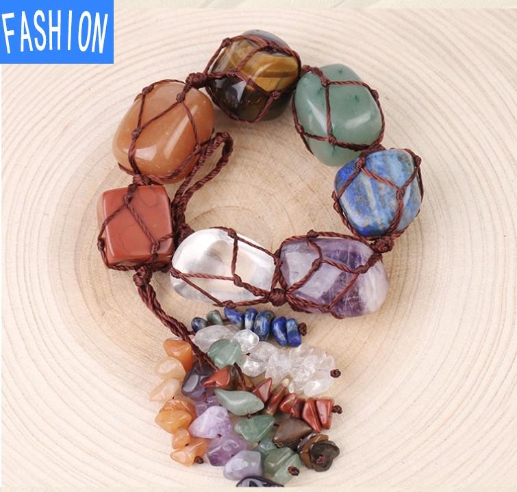 Chakra din piatră naturală pandantiv neregulat pentru mașină, aura vindecătoare, ciucuri, perete și fereastră pentru casă.