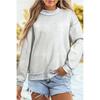 Womens Loose Solid Color High Neck Long Sleeve Pullover Sweatshirt