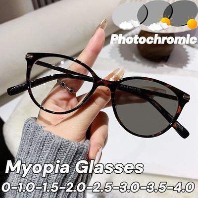 Nieuwe Vintage Fotochemische Myopie Bril Dames Heren Buiten Kleur Veranderend Bijziendheid Bril Unisex Min Dioptrie Zonnebril-4.0
