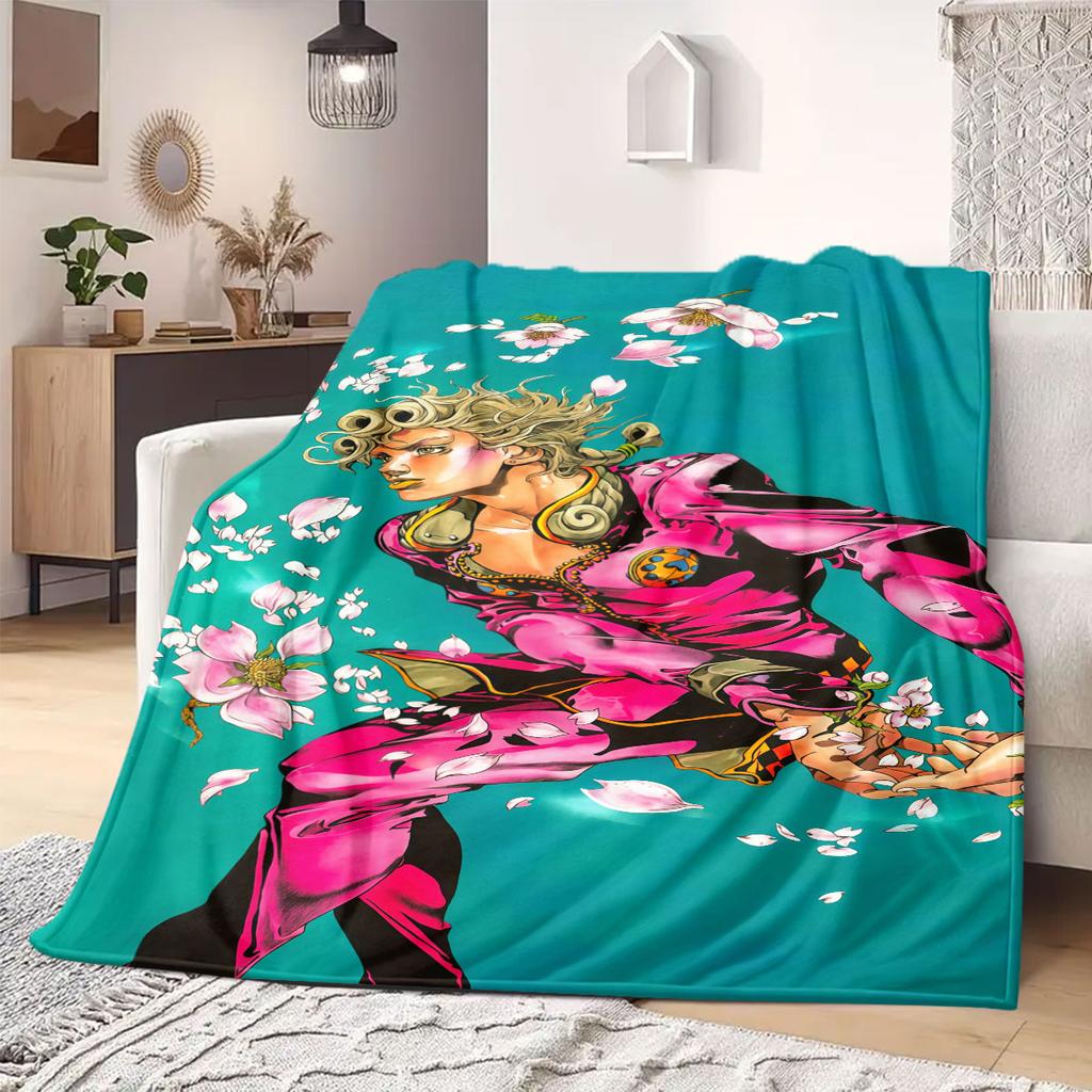 JOJO anime Flannel Blanket Warm,Comfortable,Suitable for Bedrooms,Sofas,Beds,Chairs,Picnics,Travel