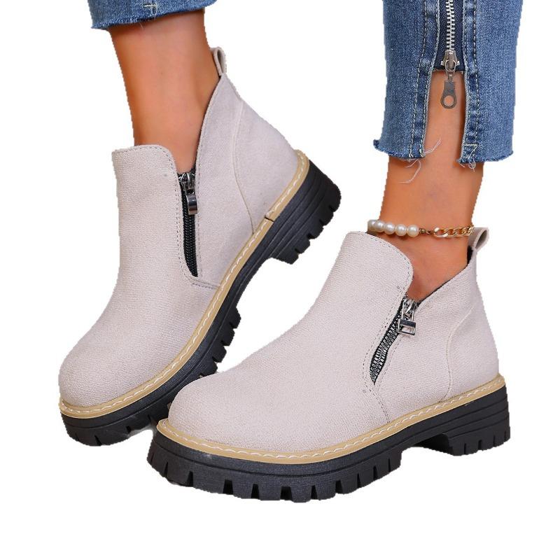 Women's Plus Size Side Zipper High Top Ankle Boots New Autumn Winter Fashion Casual Shoes