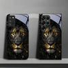 Lion With Golden Black Phone Case For Samsung A32 A33 A34 A35 A36 A37 A51 A52 A52s A53 A54 A55 A56 A57 A71 A72 A73 Glass Cover