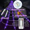 Waterproof Halloween Spider Web Lights 8 Modes Scary Giant Spider LED Spider Net  Garden Yard