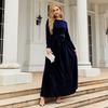 Rochie Maxi de Catifea pentru Femei, Rochie Elegantă Stil Socialit Culoare Solidă cu Textură Luxoasă, Rochie Formală pentru Banchet și Ocazii Speciale