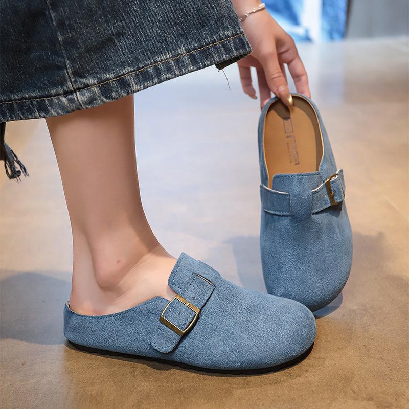 Wear Boken inner pedal retro outer drag women's summer half-care shoes to increase the height of Birken shoes bag head semi-new lazy sandals