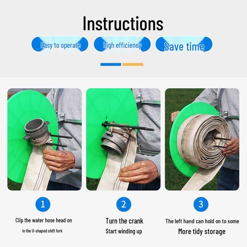 Farmer Blacksmith Hand-Crank Water Hose Reel & Sprinkler Turntable