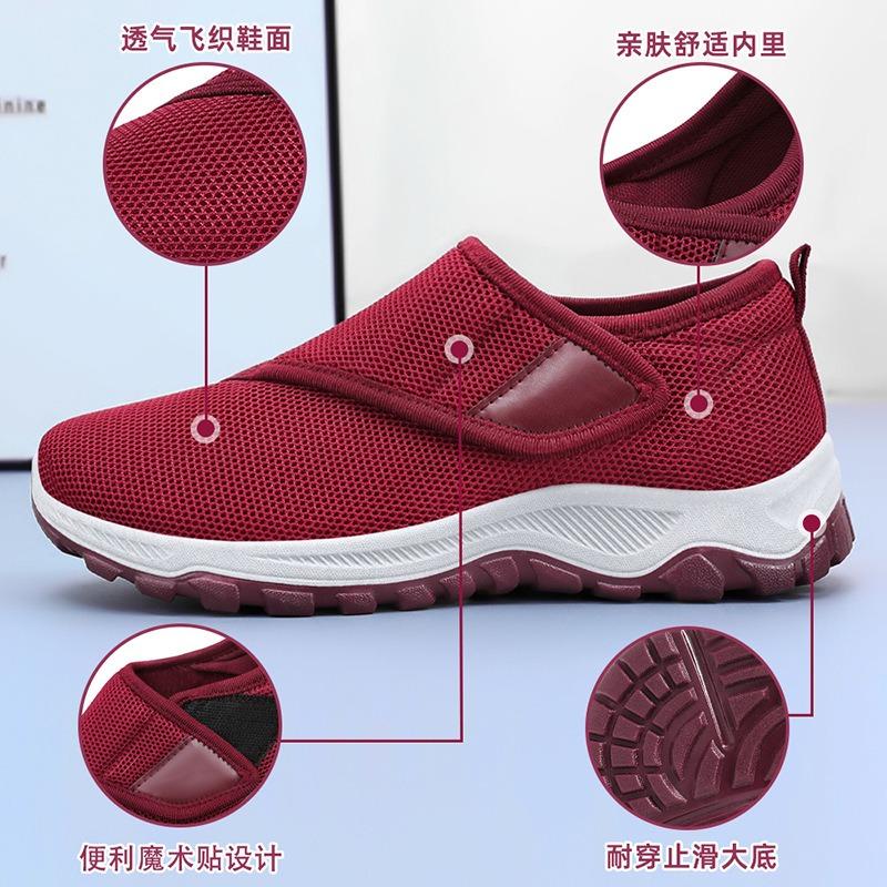 Shoes autumn women's mesh breathable casual shoes Velcro medium old mother shoes single shoes