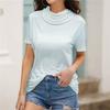 Summer European and American Fashion Casual Multifunctional Dust-proof Sunscreen High-neck Short-sleeved Women's T-shirt