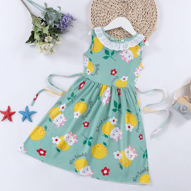 Sommer Koreanischer Stil Baumwollseide Kleid für Baby Mädchen - Prinzessin Mode Pyjamas