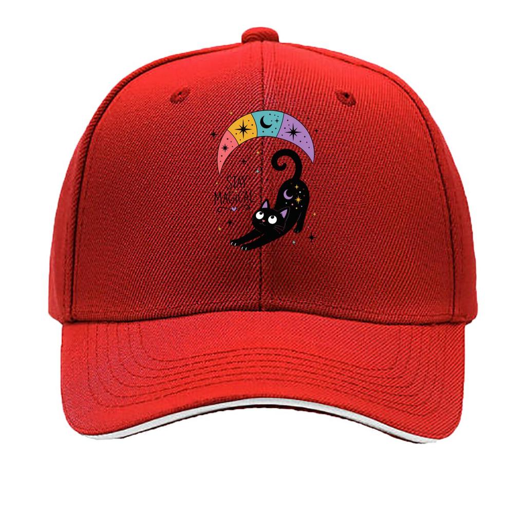 Whimsical Rainbow Moon Cat Charm Sandwich Baseball Cap Sun Cap Outdoor Workouts Hat