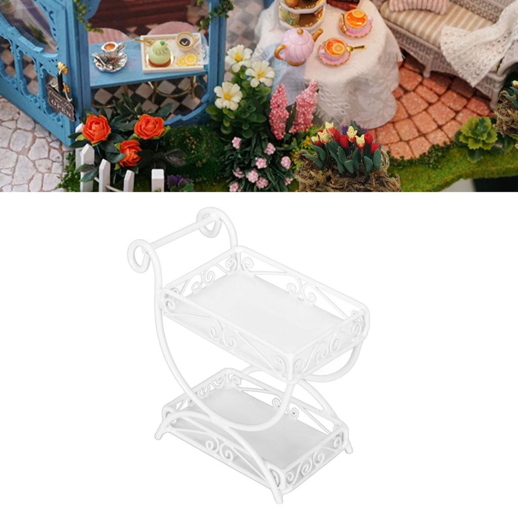 1: 12 Miniature Garden Cart Exquisite Details Metal Flower Cart Ornaments Accessory