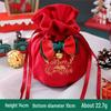 Cross-border Christmas Flannel Apple Drawstring Gift Bag with Bow - Cartoon Candy Bag for Kids