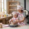 Chef Hat and Apron Set for Kids, Pink Sweet Cake Cooking Apron, Kids Aprons for Cooking, Adjustable Toddler Aprons with Pocket, Stocking Stuffer,