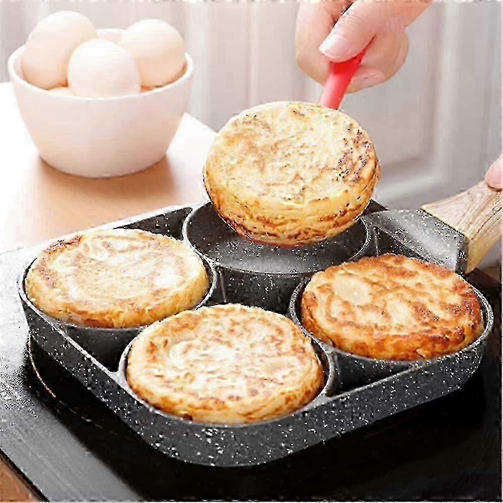 4 hole nonstick wooden handle omelette skillet omelette hash browns burger skillet