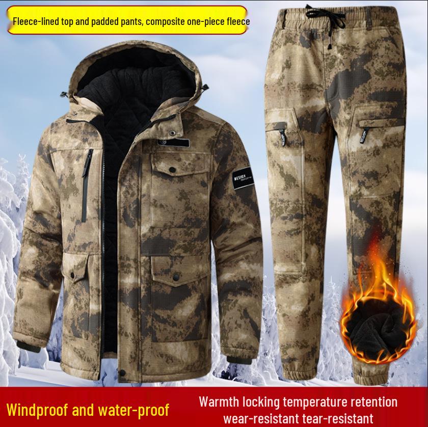 Men's Camouflage Winter Work Jacket - Thick, Warm, Loose-Fit Cotton Coat for Outdoor Labor Protection
