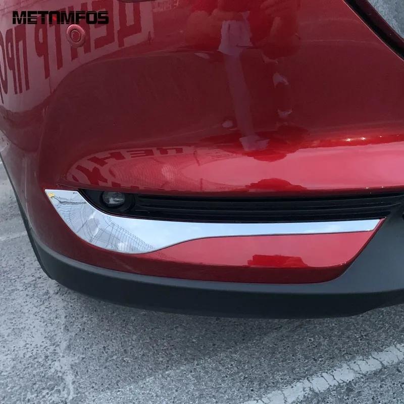 For Mazda CX-5 KF 2017- CX8 2017-2024 Chrome Front Bottom Fog Lamp Light Foglight Eyelid Bumper Molding Trim Car Accessories