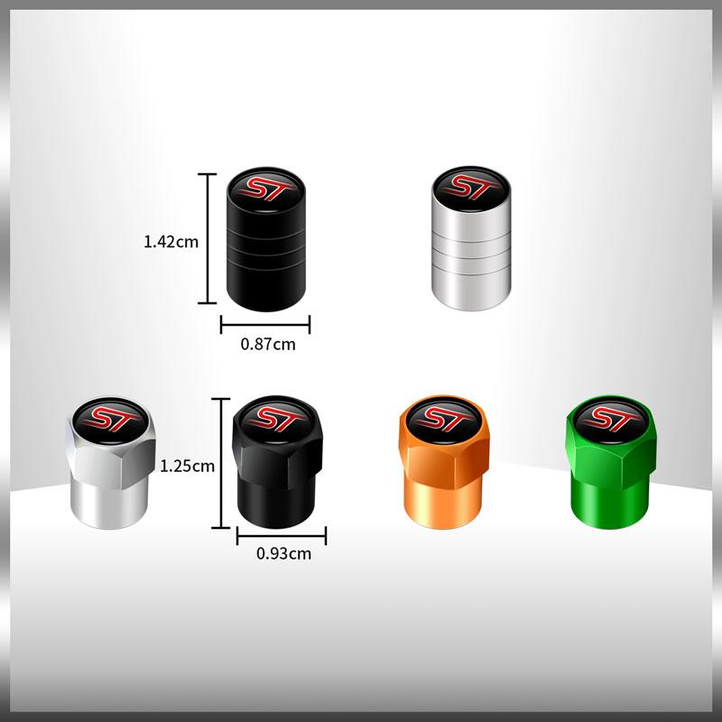 ZLKQ1 Car Styling 4Pcs/Set ST Logo Car Wheel Tire Valve Caps Covers Decor For Ford Focus Fiesta Mondeo MK1 MK2 MK3 MK4 Ranger
