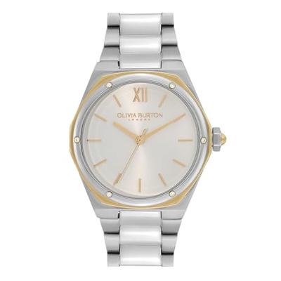 Authorized Dealer [OLIVIA BURTON] Olivia Burton Watch Women's Ob24000031 Sport Luxe 33mm Hexa White Gold & Silver Bracelet Watch