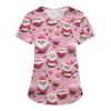 Women's Christmas Print Loose V-Neck Pocket Short-Sleeved Uniform