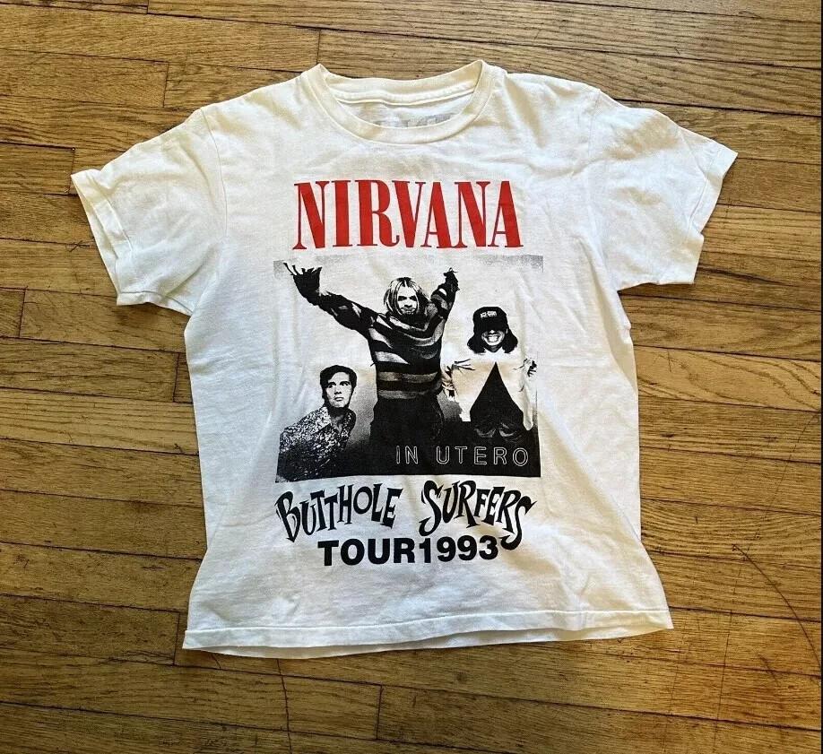Редкий Грейл Винтажная Футболка Nirvana In Utero Тур 1993 Хлопок Унисекс Для Фанатов Унисекс Футболка XXXL