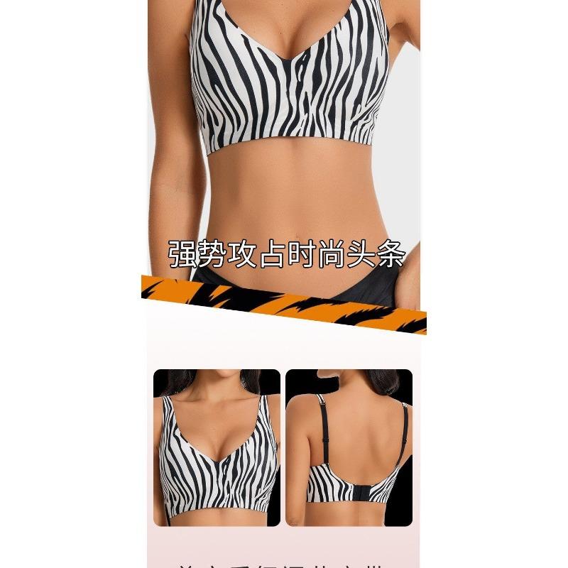 Women S Sexy Leopard Print Wirefree Push Up Breathable Bra