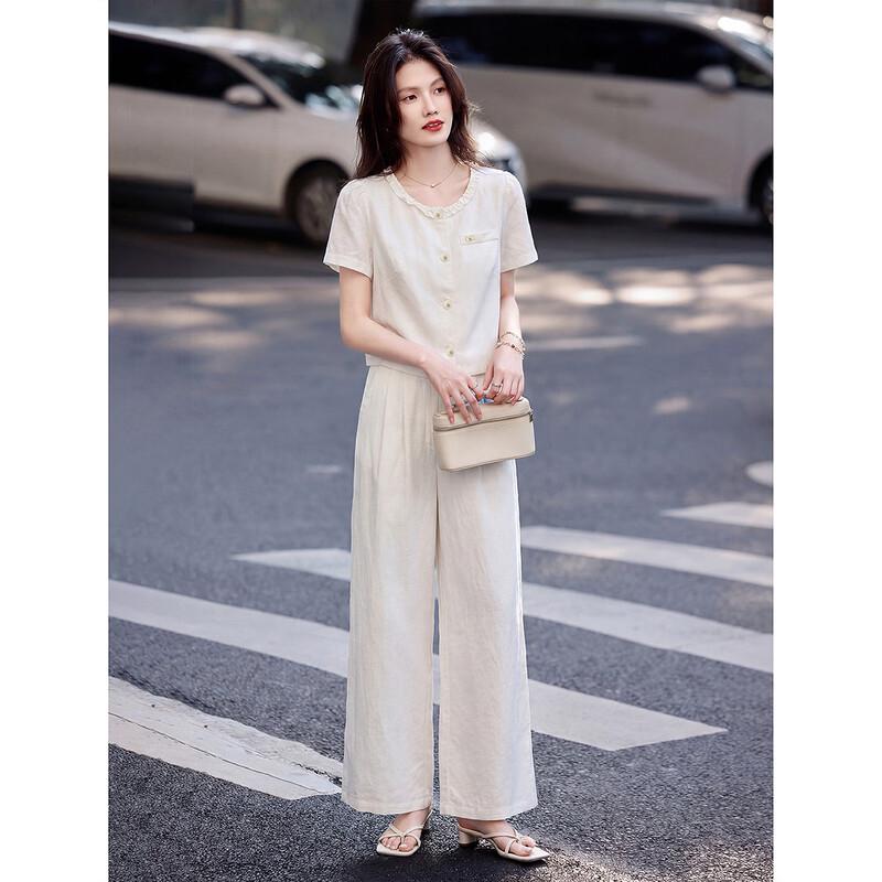 Awakening Paradise Lyocell Blend Short Sleeve Shirt & Wide-Leg Pants Set