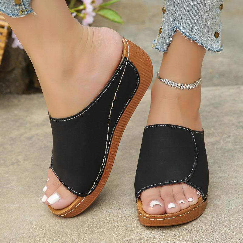 

Модная летняя женская обувь сандалии нескользящие женские туфли шлепанцы женские туфли сандалии на танкетке женские для вечеринки женские тапочки женская обувь 36 чёрный