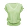 Women's Fashion V-neck Solid Color Hollow Short Sleeve Top T-shirt Summer