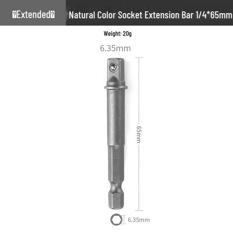 Electric Wrench Head Socket Adapter: Hex Shank to Square Drive Extension