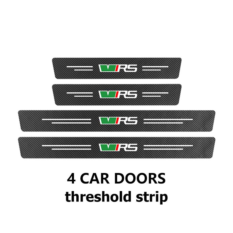 AAABR1 Car Carbon Fiber Door Sill Anti-Scratch Guard Sticker Accessories For Skoda Kodiaq Fabia Kamiq Karoq Octavia 2 3 Rapid Scala